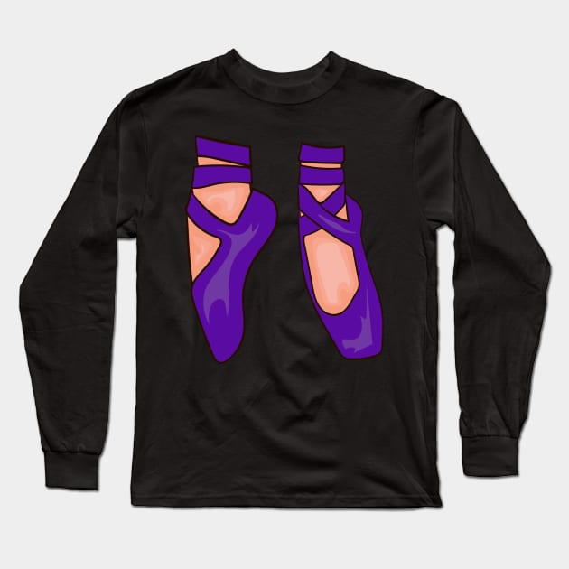 Purple Ballet Shoes Long Sleeve T-Shirt by CatsAreAmazing1